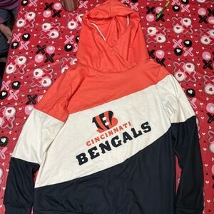 Gameday Mens Cincinnati Bengals Pullover Hoodie‎ L Orange White Black